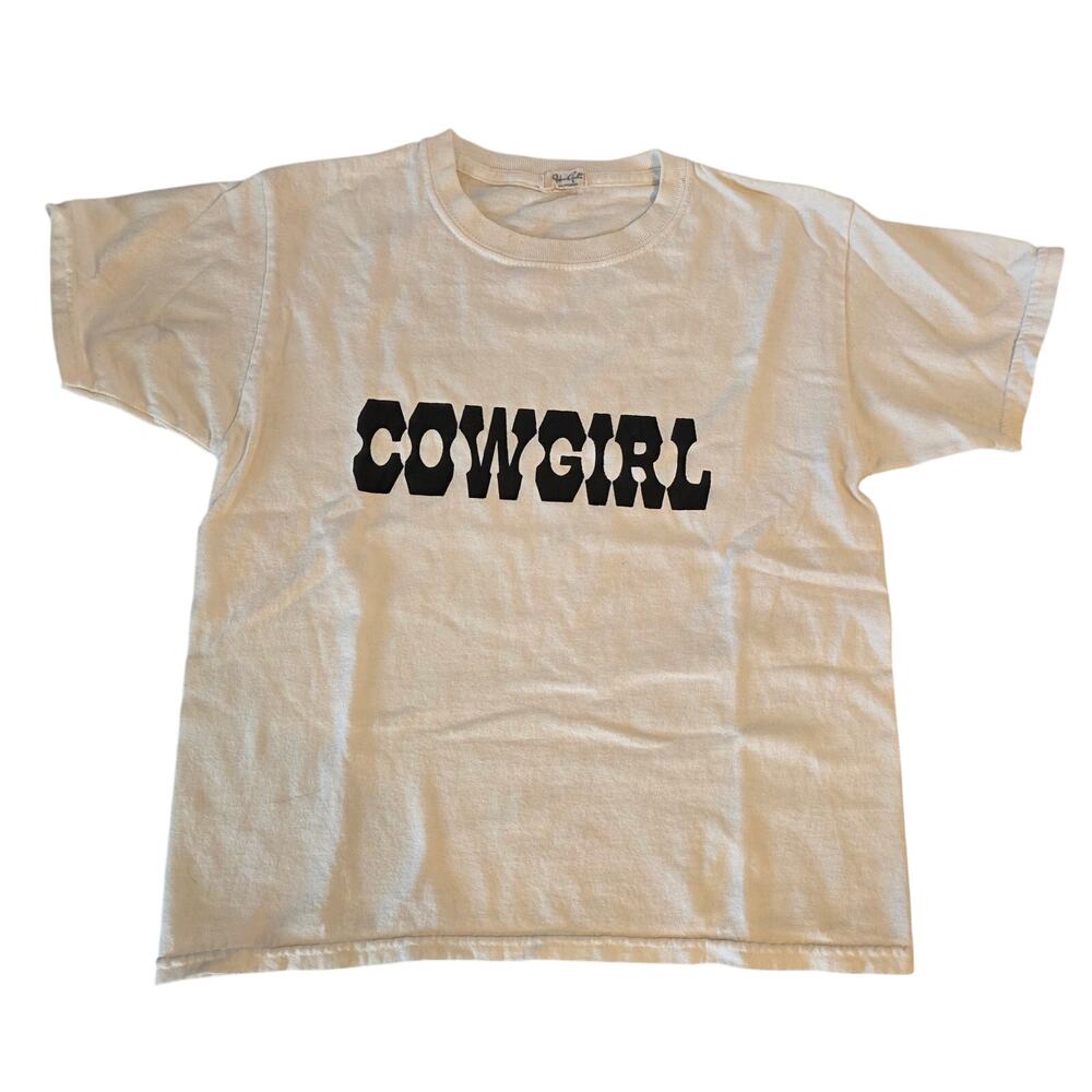 John Galt Brandy Melville Cowgirl Graphic T-Shirt White One Size
